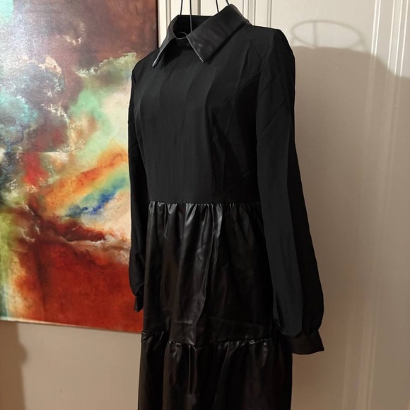 Black Faux Leather & Cotton Blend Gothic Dress – Size S (Never Worn) - Picture 3 of 3